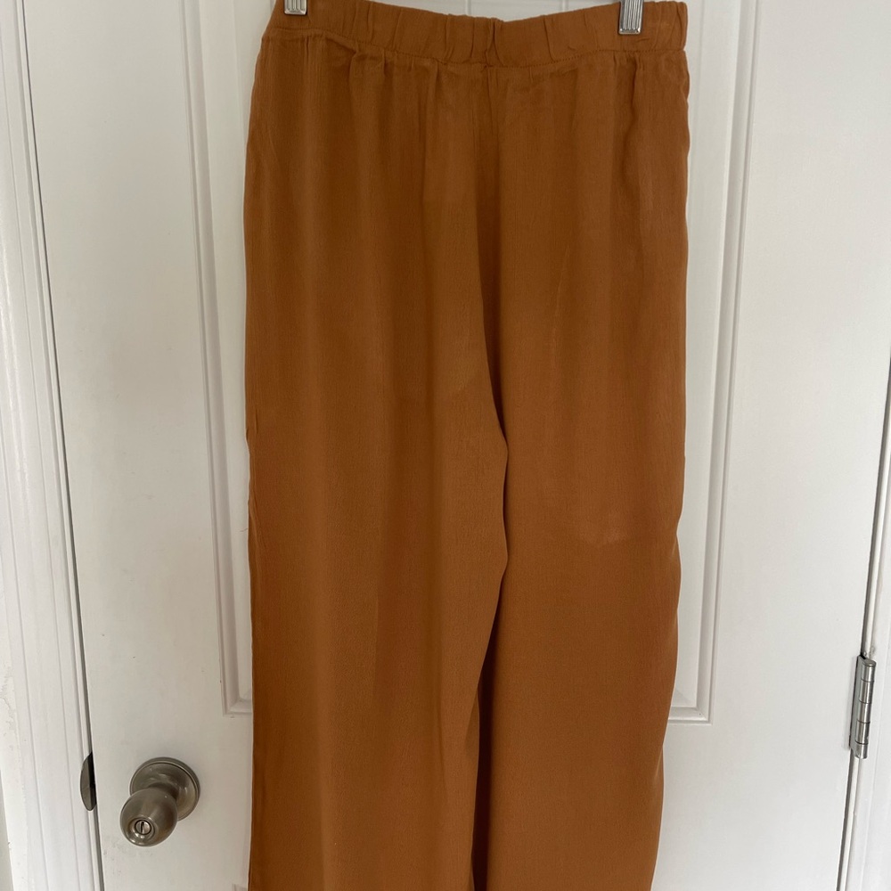 Papermoon Tan Wide Leg cropped Relaxed Fit pant